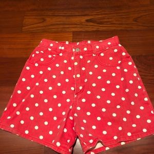 Woman’s Red Denim Shorts w/ White Poka Dots size 6